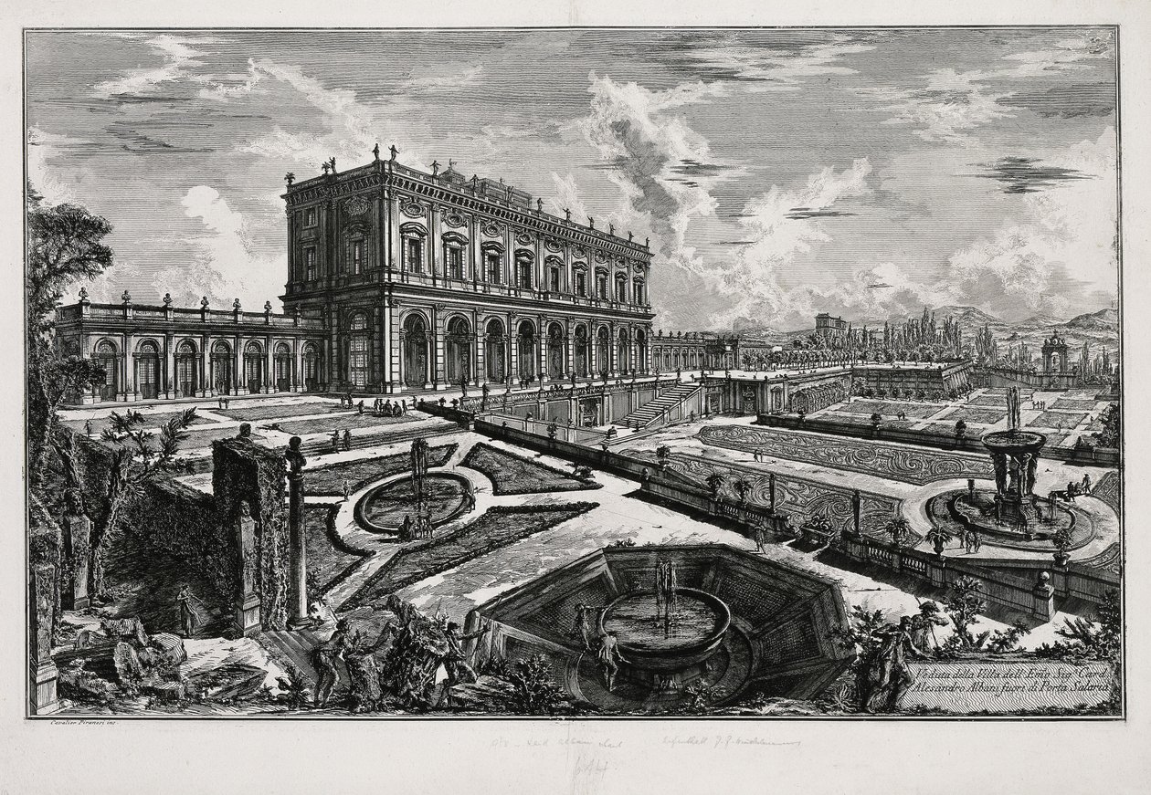 A Villa Albani látképe a Porta Salaria előtt (a Vedute di Roma című műből) alkotó: Giovanni Battista Piranesi