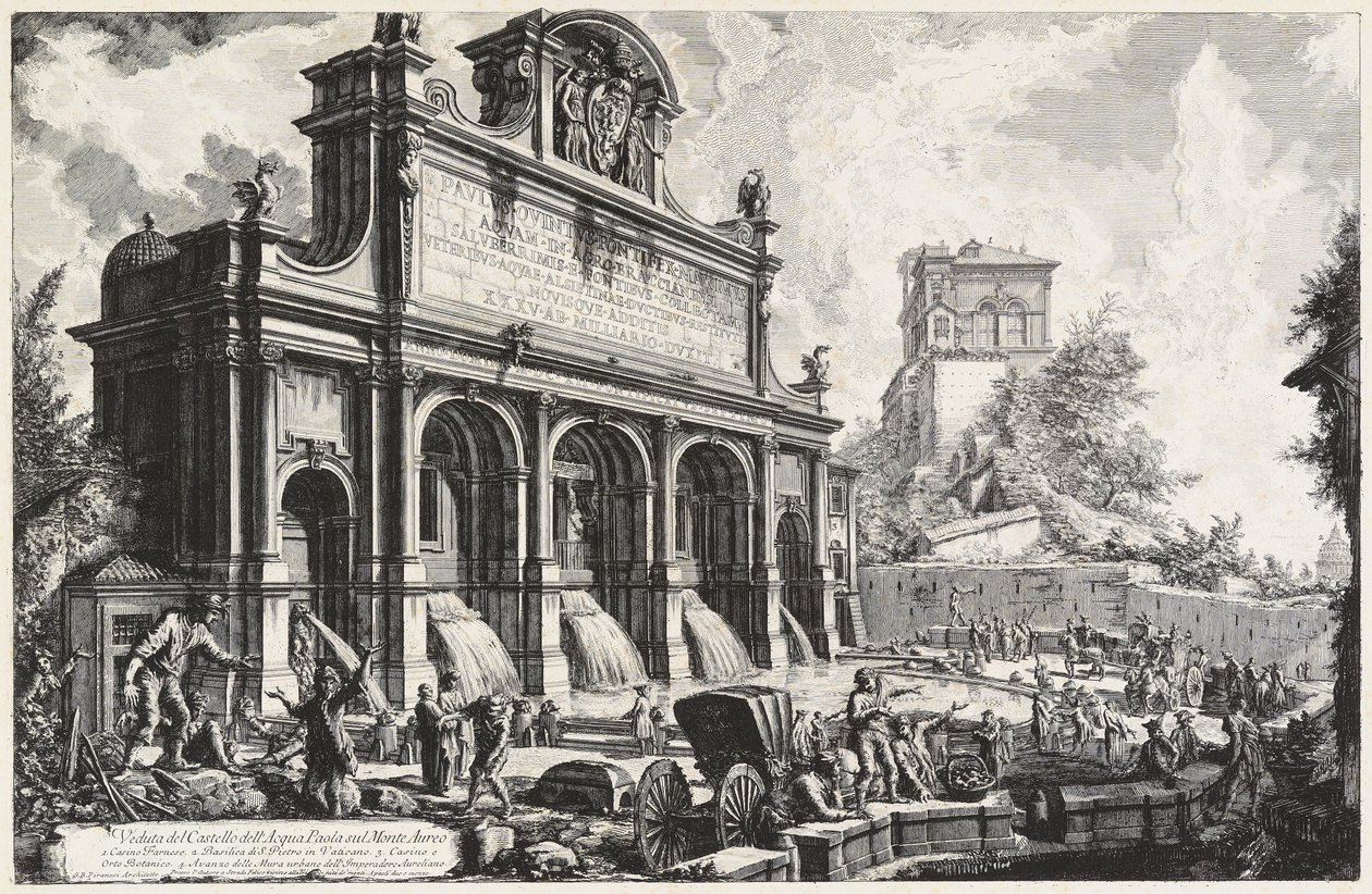 A Castello dell’Acqua Paola látképe a Monte Aureón (Gianicolo) alkotó: Giovanni Battista Piranesi