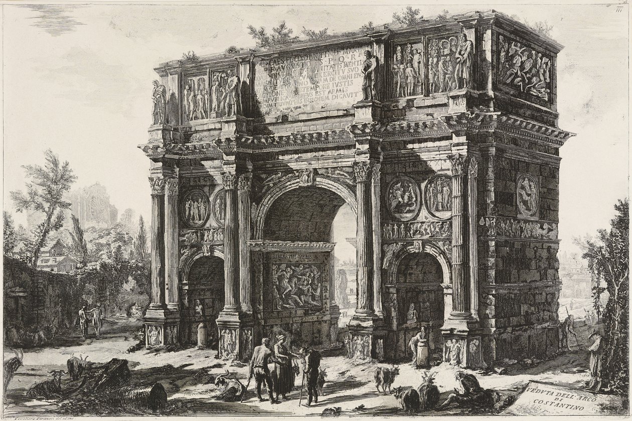 Constantinus diadalívének látképe alkotó: Giovanni Battista Piranesi