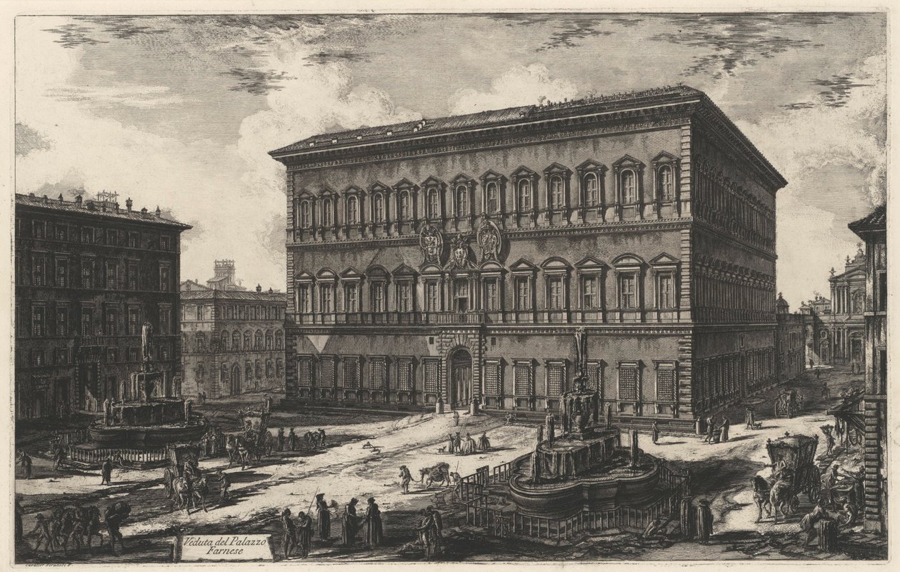 A Palazzo Farnese látképe (a Vedute di Roma című műből) alkotó: Giovanni Battista Piranesi