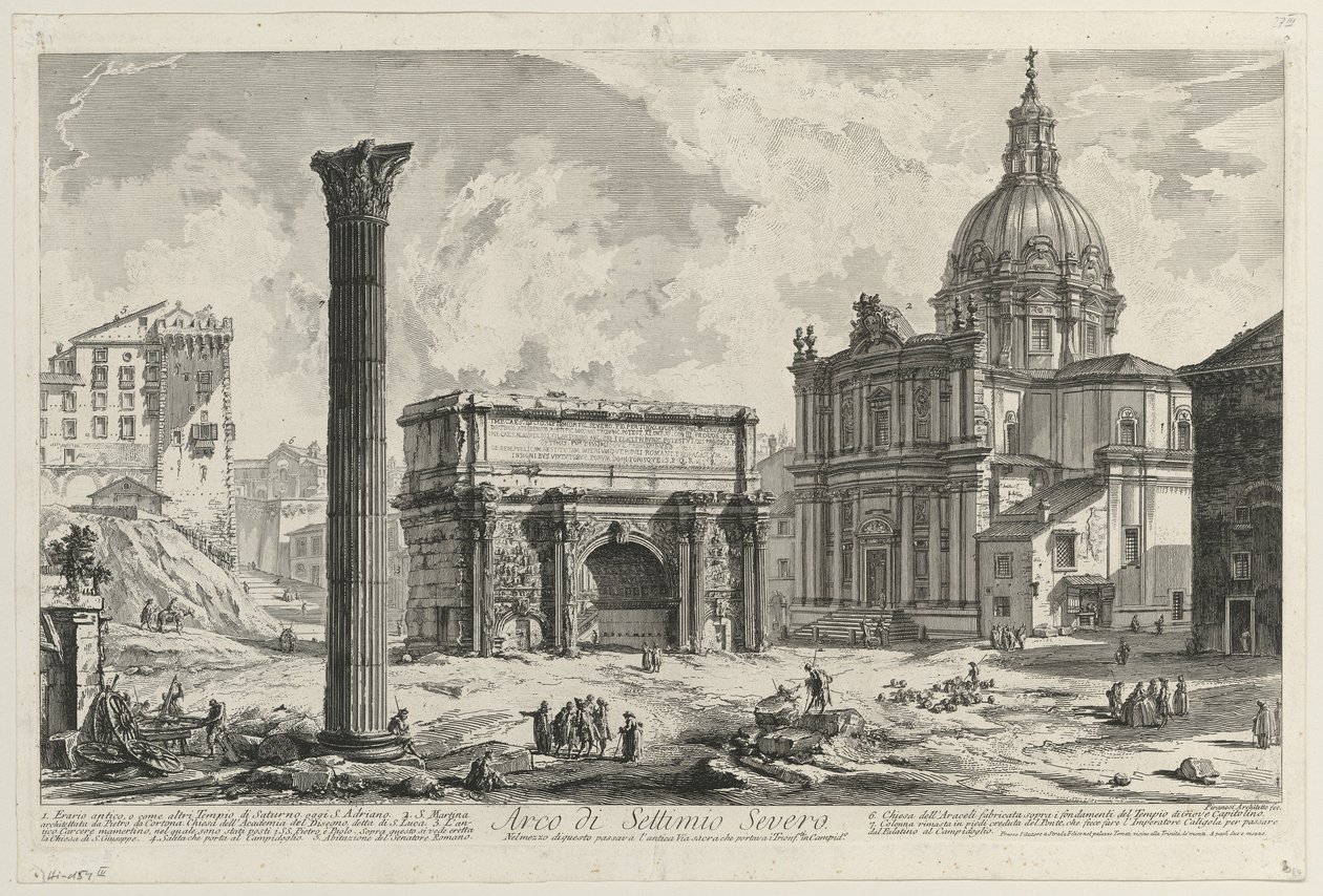 Septimius Severus diadalívének látképe alkotó: Giovanni Battista Piranesi