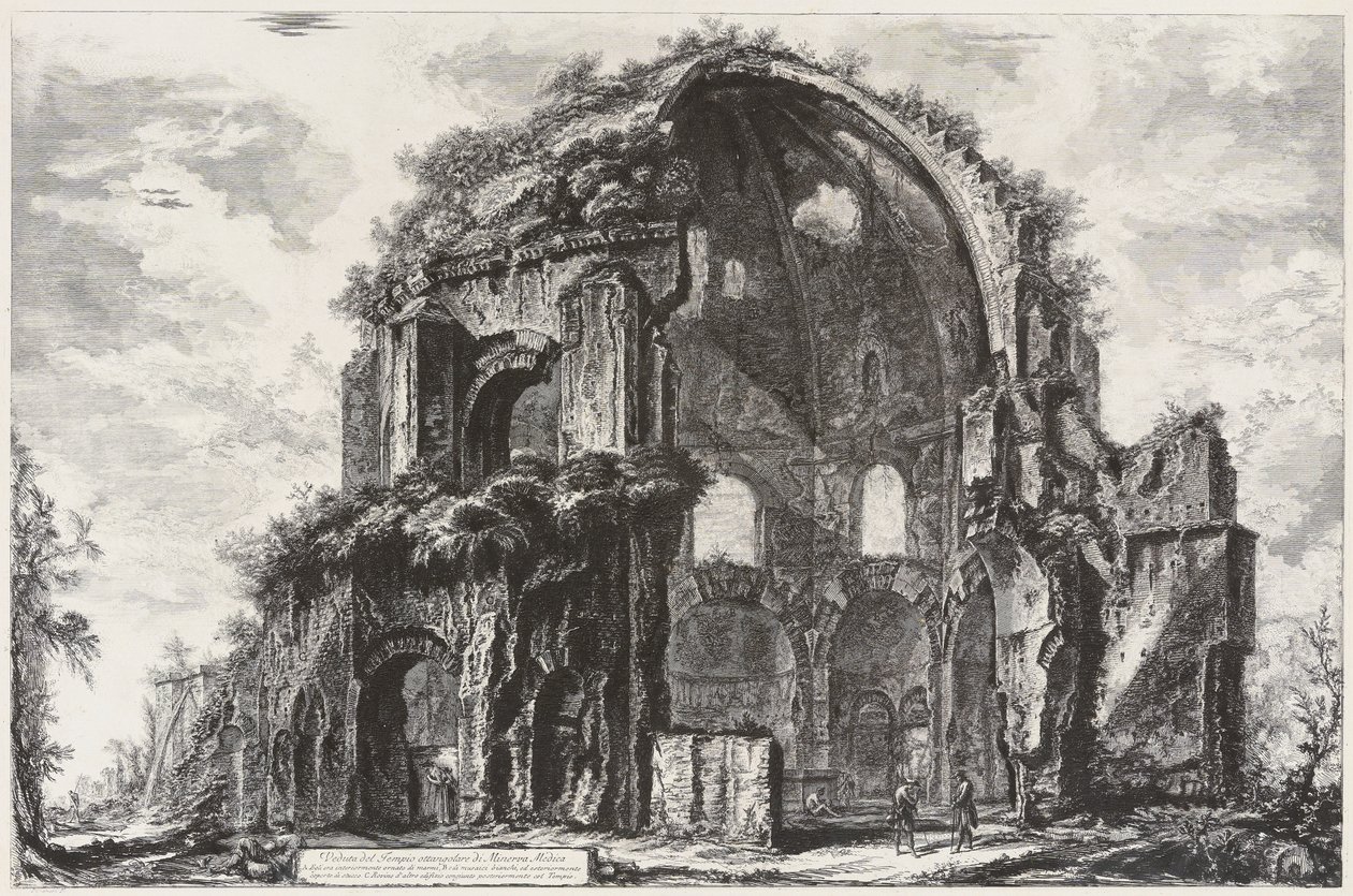 Minerva Medica nyolcszögletű templomának látképe (nimfeum) alkotó: Giovanni Battista Piranesi