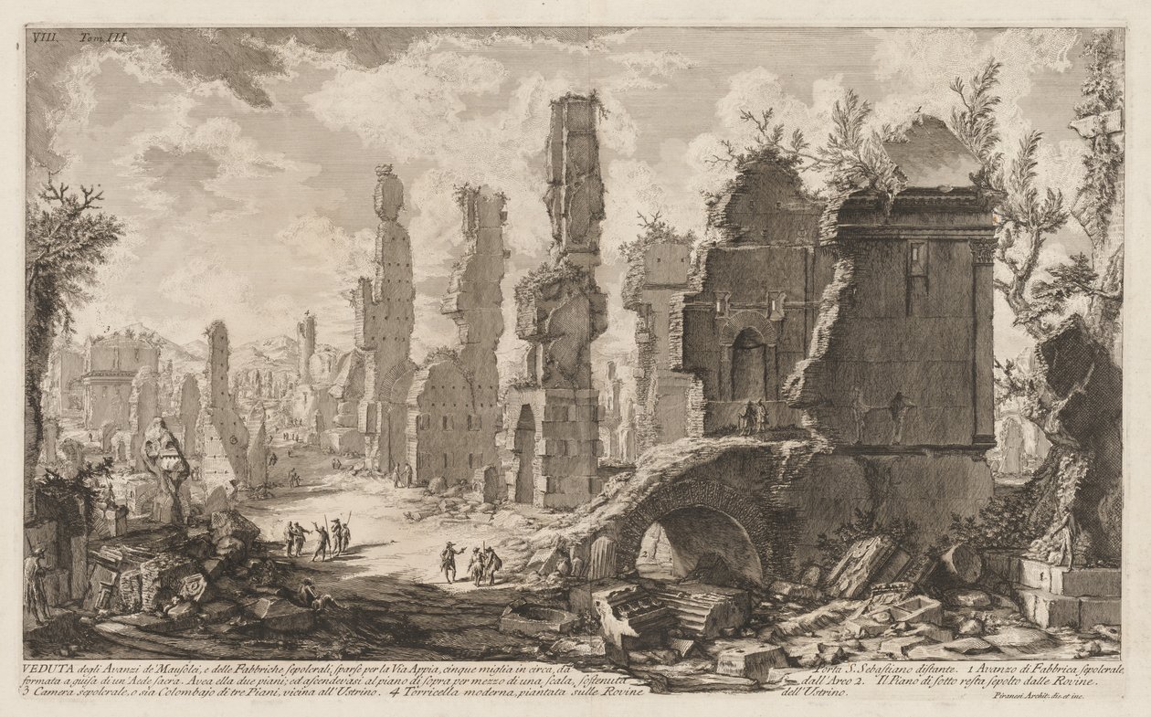 Róma régiségei: Appian Way. alkotó: Giovanni Battista Piranesi
