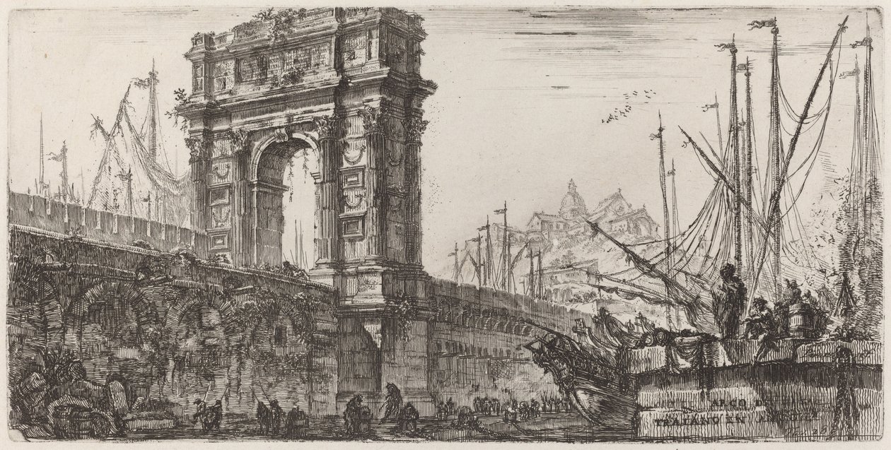 Traianus boltíve Anconában alkotó: Giovanni Battista Piranesi