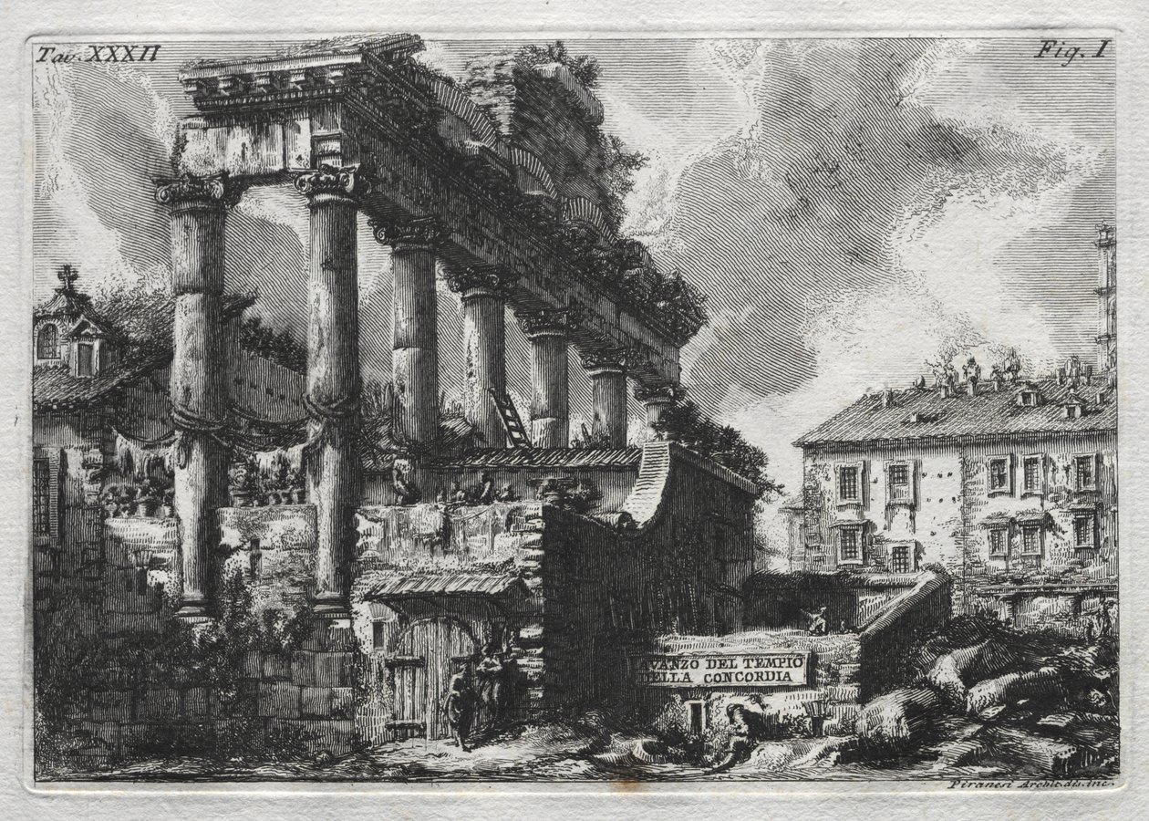 Concordia temploma mellett alkotó: Giovanni Battista Piranesi