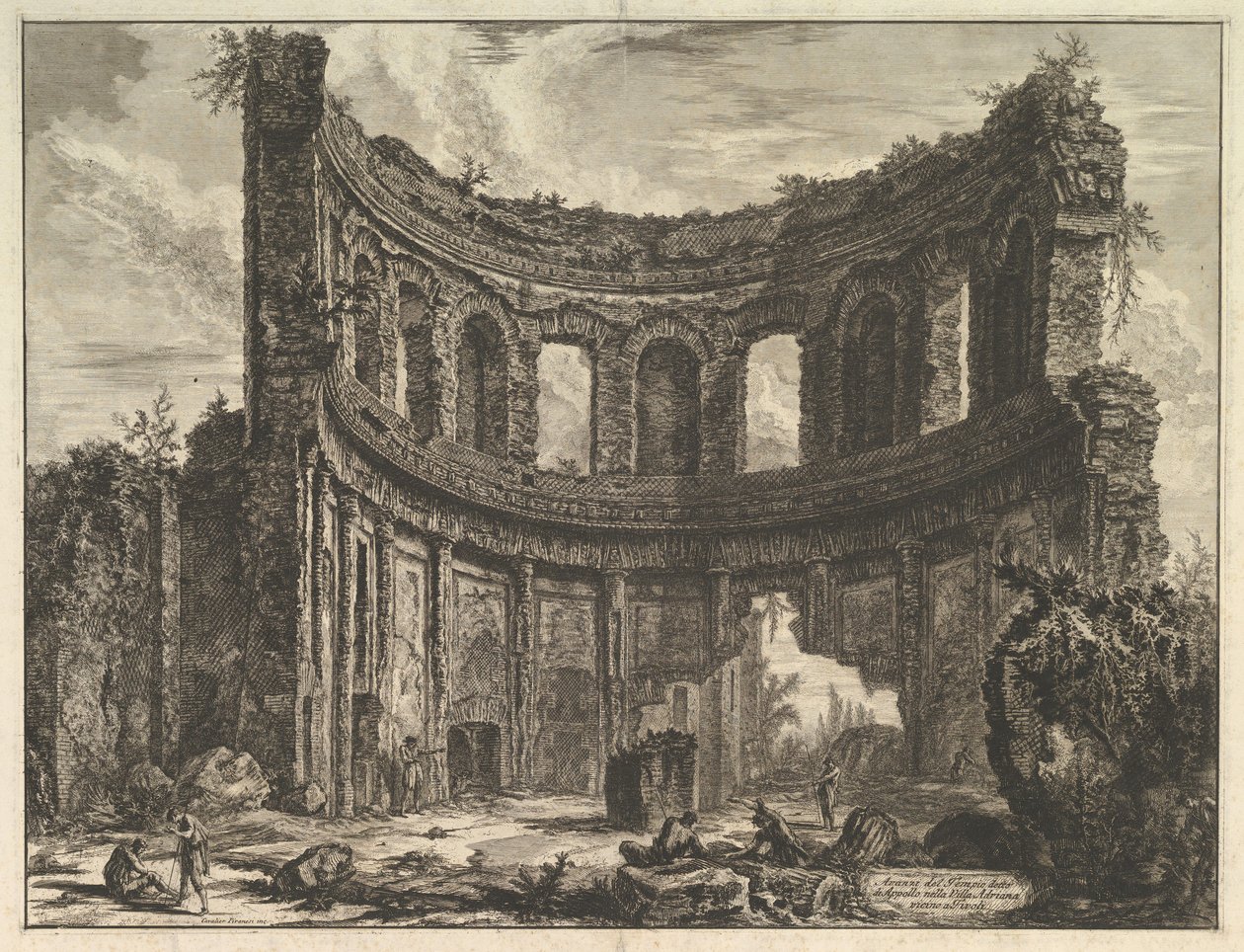 Apollón templomának maradványai a Hadrianus-villában a Tivoli közelében Hadrians Villa ..., kb. 1768. alkotó: Giovanni Battista Piranesi