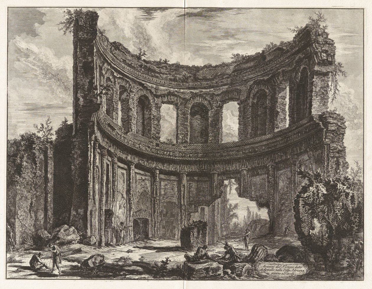Az Apollón-templomnak mondott épület maradványai a Tivoli melletti Hadrianus-villában, a „Római látképek” című sorozatból alkotó: Giovanni Battista Piranesi