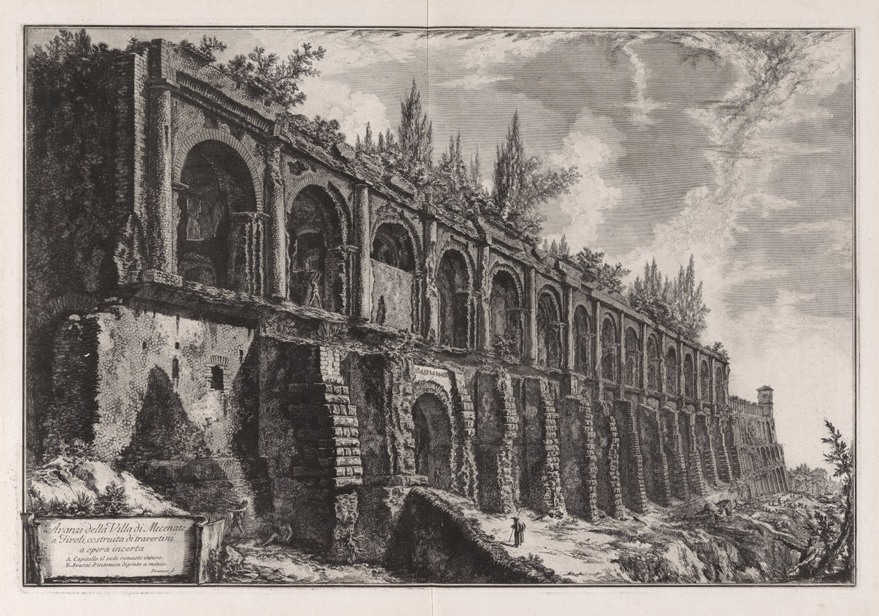 Maecenas tivoli villájának romjai ... a Vedute di Roma című műből alkotó: Giovanni Battista Piranesi