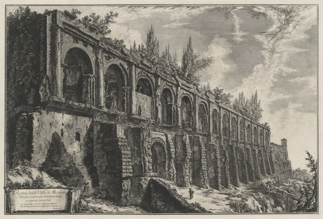 Maecenas tivoli villájának romjai, travertinből, opus incertum technikával építve alkotó: Giovanni Battista Piranesi