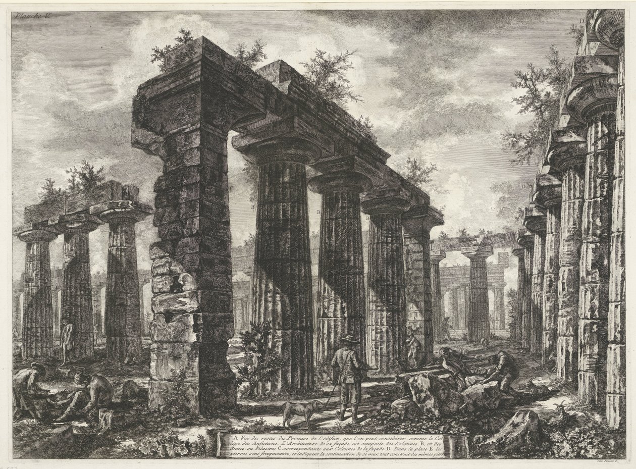 Basilica di Paestum in Paestum Különböző kilátások a Paestumban még álló három nagy épület maradványairól (sorozat címe) Différentes vues de quelques restes de trois grands édifices qui subsistent encore dans l