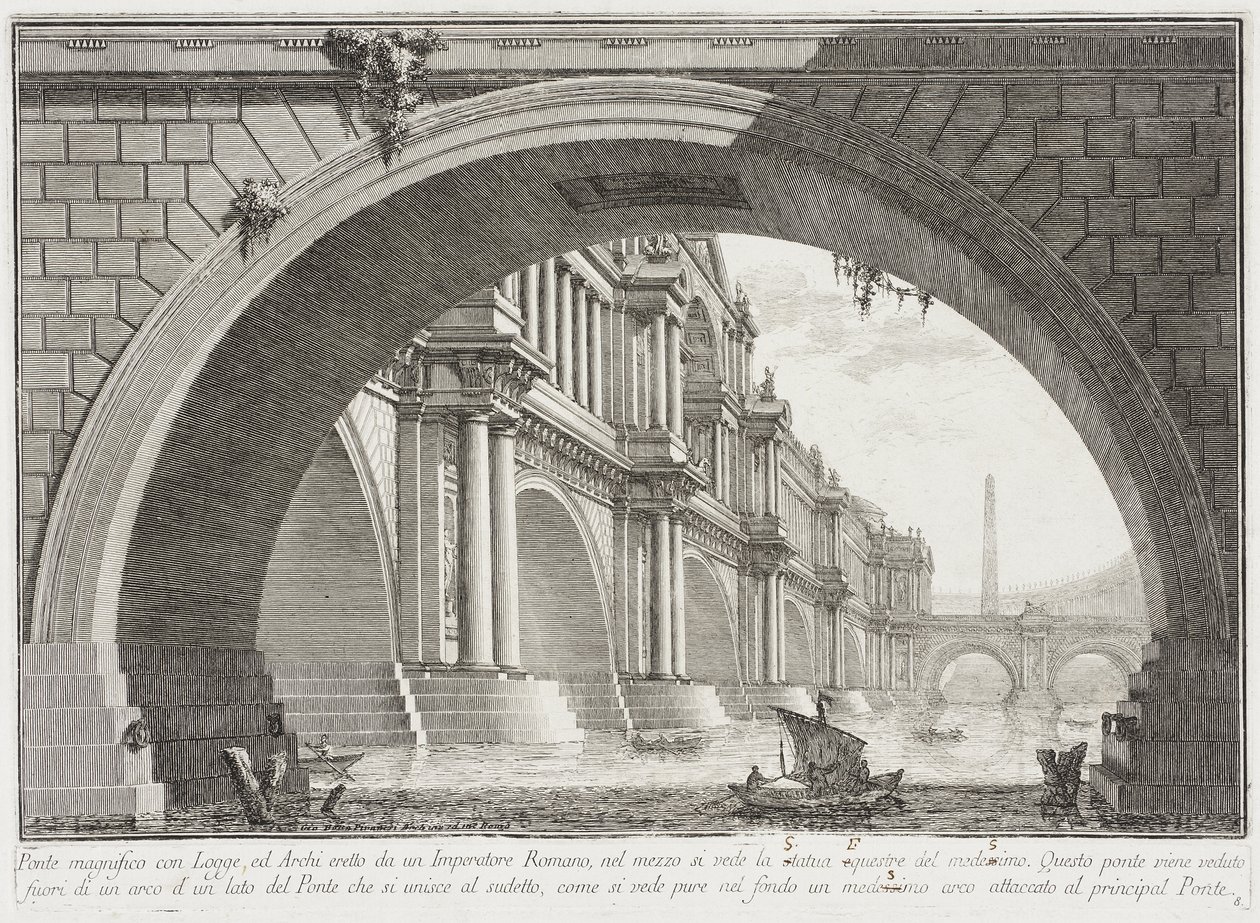 Loggiákkal és ívekkel fedett híd alkotó: Giovanni Battista Piranesi