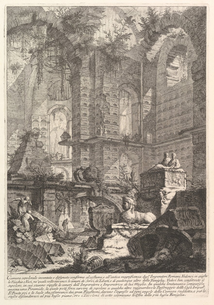 A temetkezési kamra szokás szerint és ősi pompával kitalált és kialakított ..., kb. 1750. alkotó: Giovanni Battista Piranesi