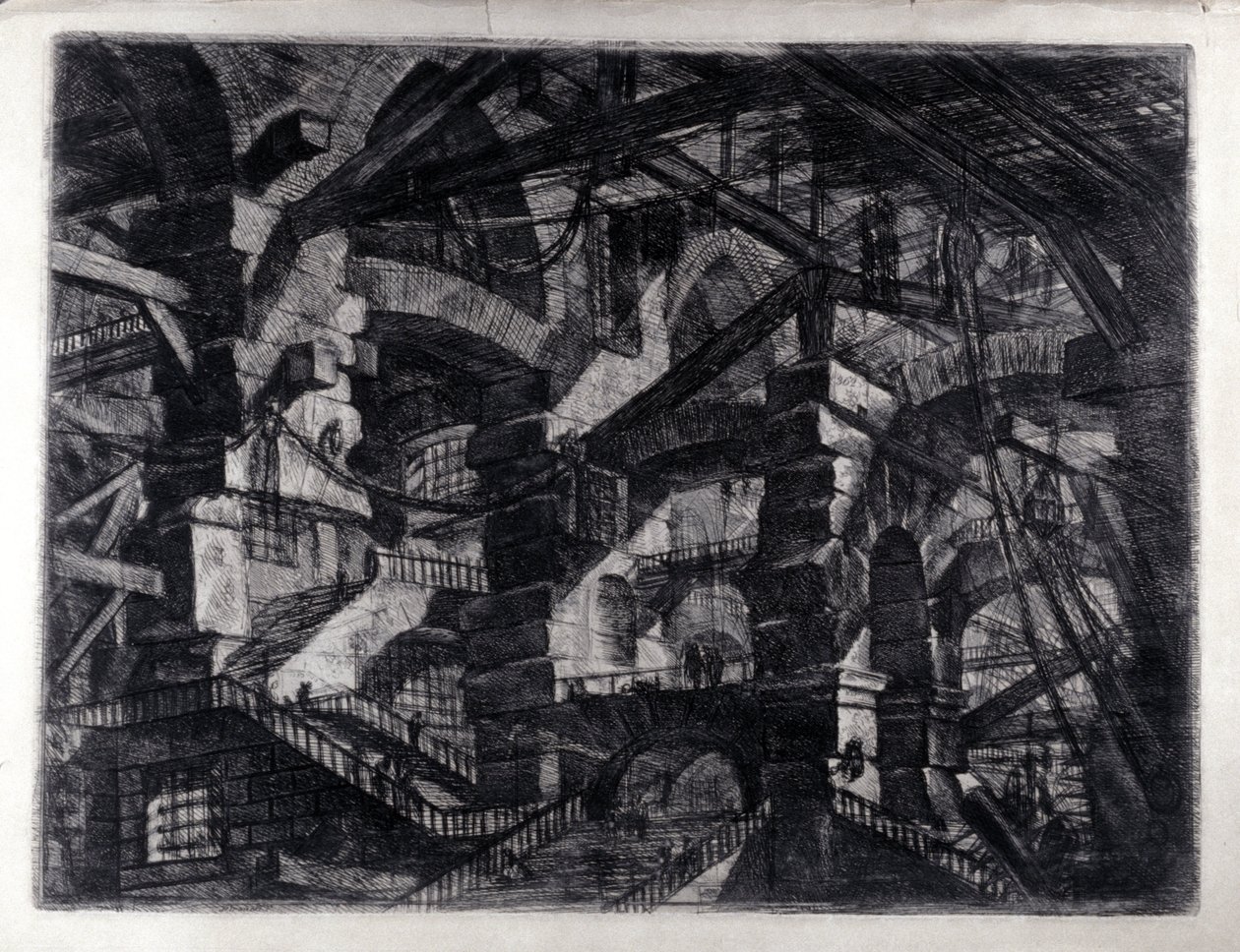 "Találmány börtönei" "Egy képzeletbeli börtön belső képe. Giovanni Piranesi (piranese) rajza (1720-1778). alkotó: Giovanni Battista Piranesi