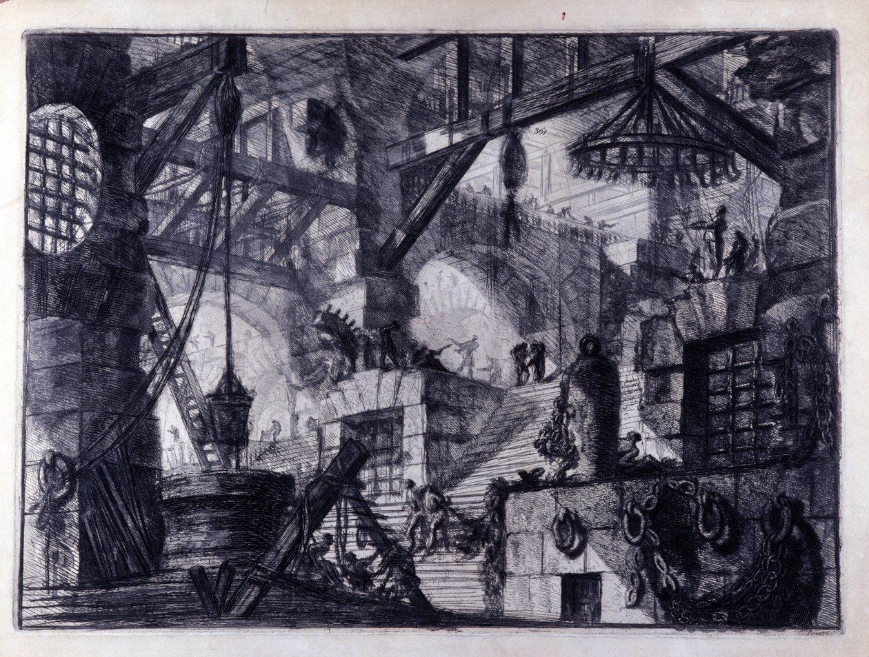"Találmány börtönei" "Egy képzeletbeli börtön belső képe. Giovanni Piranesi (piranese) rajza (1720-1778). alkotó: Giovanni Battista Piranesi
