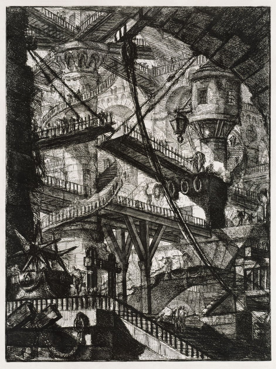 Képzeletbeli börtönök: lépcsők és felvonóhíd alkotó: Giovanni Battista Piranesi