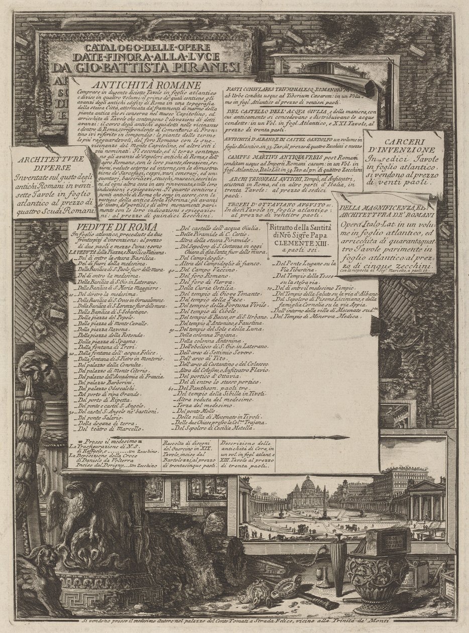 Művek katalógusa alkotó: Giovanni Battista Piranesi