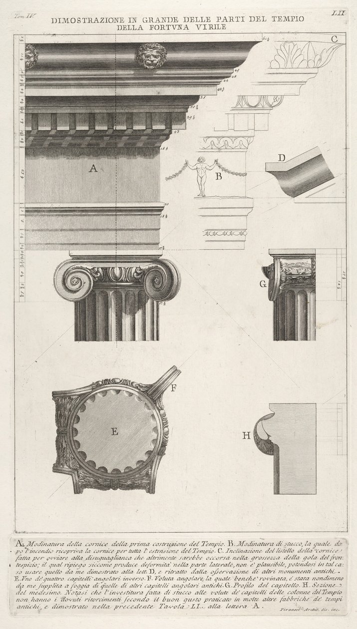 Keret és oszlop Fortuna Virilis Tempio della Fortuna Virile templomából, ..., 1756-ból. alkotó: Giovanni Battista Piranesi