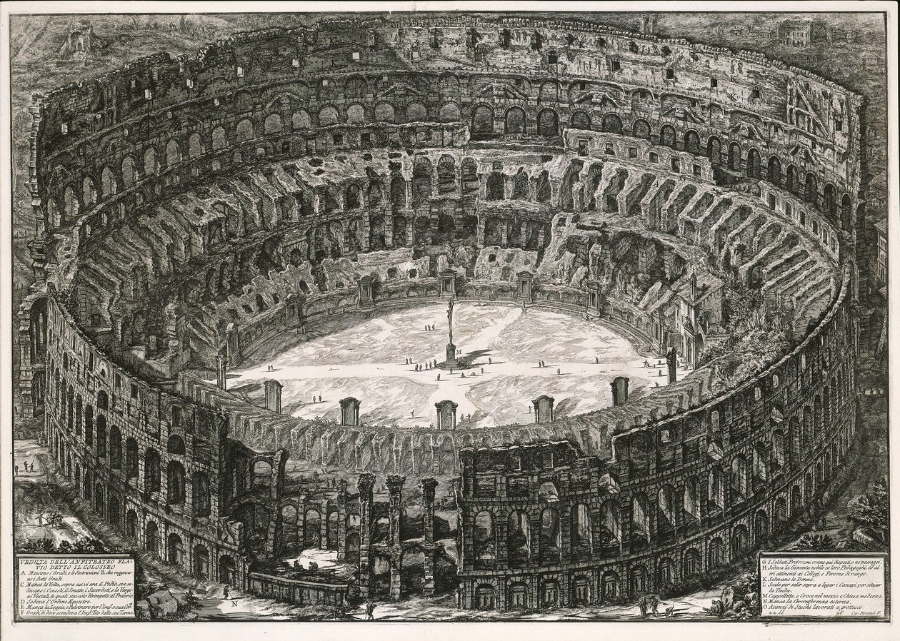 A Colosseum madártávlatból (a Vedute di Roma című műből) alkotó: Giovanni Battista Piranesi