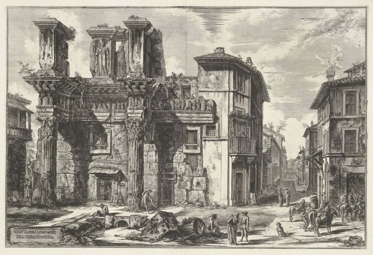 Forum van Nerva te Rome Kilátás a Forum of Nerva maradványaira (cím a tárgyon) Gezichten op Rome (sorozat címe) Róma kilátásai, amelyeket Giambattista Piranesi építész, Ve (nez) iano tervezett és vésett (sorozat címe) alkotó: Giovanni Battista Piranesi