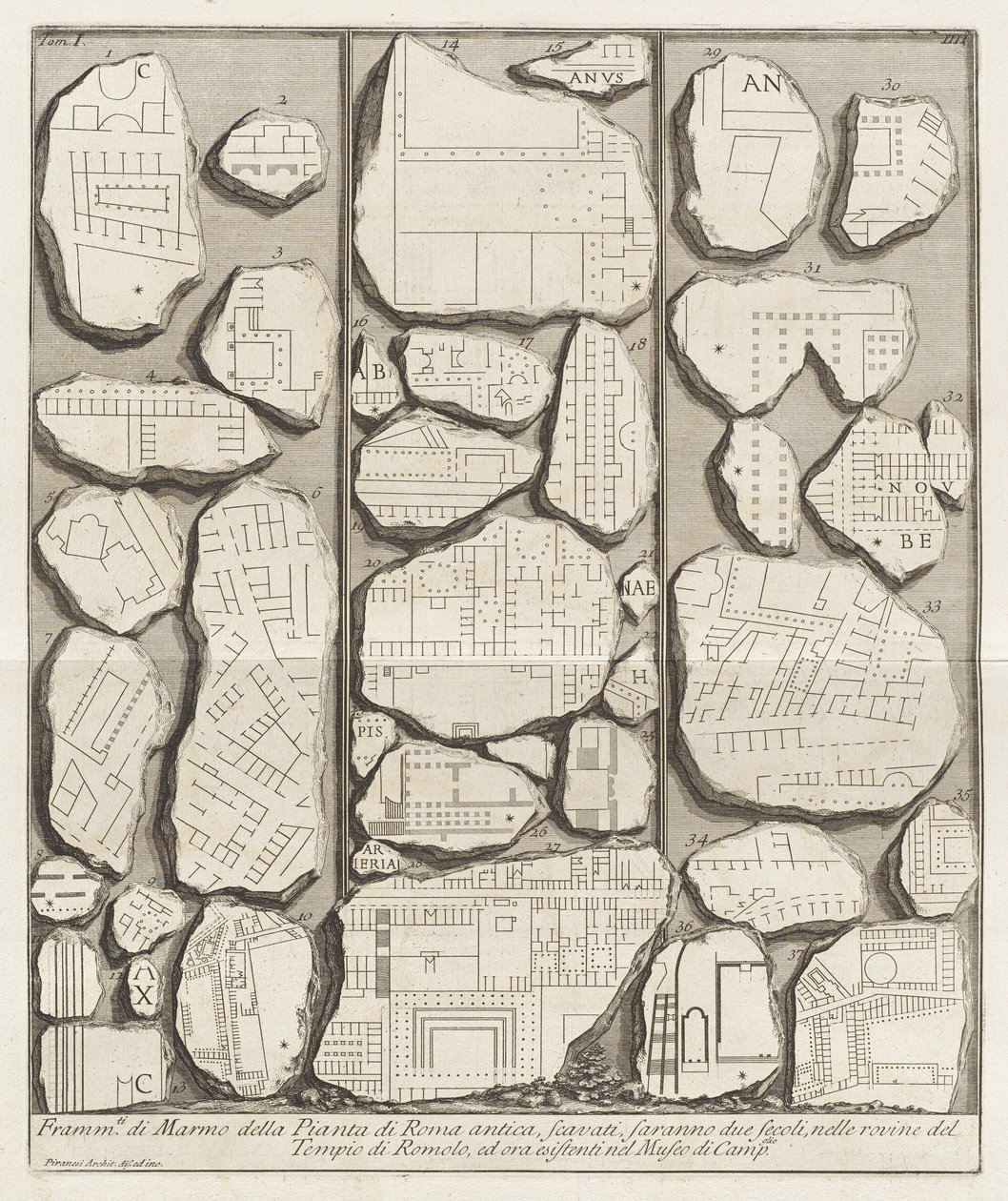 Márványtöredékek az ókori Róma tervéből alkotó: Giovanni Battista Piranesi