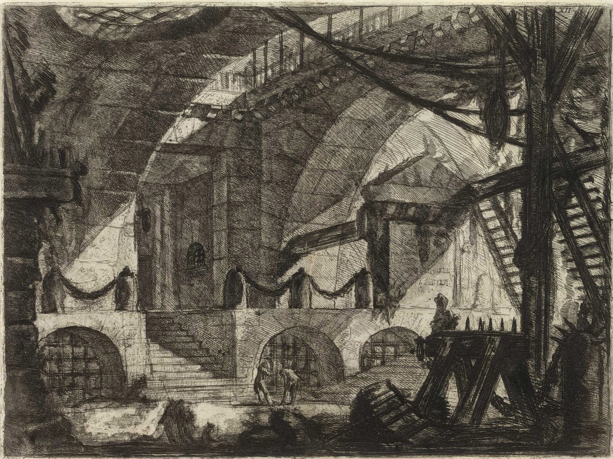 Piranesi, Giovanni Battista (1720-1778) The Imaginary Prisons (The Prisons of Invention) sorozatából. Rézmetszet, 1761 körül, Magángyűjtemény alkotó: Giovanni Battista Piranesi