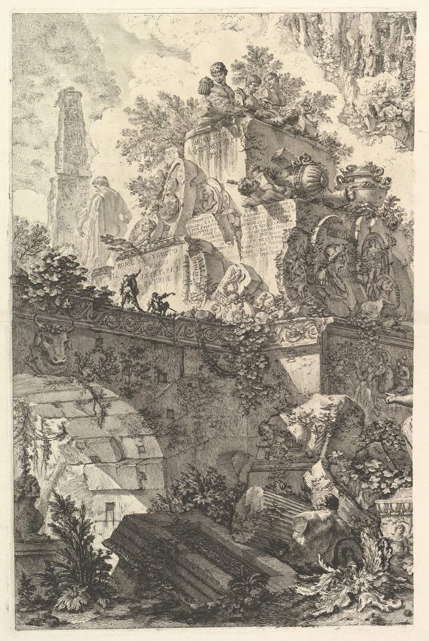 Homlokzat, Minerva szoborral, kb. 1748. alkotó: Giovanni Battista Piranesi