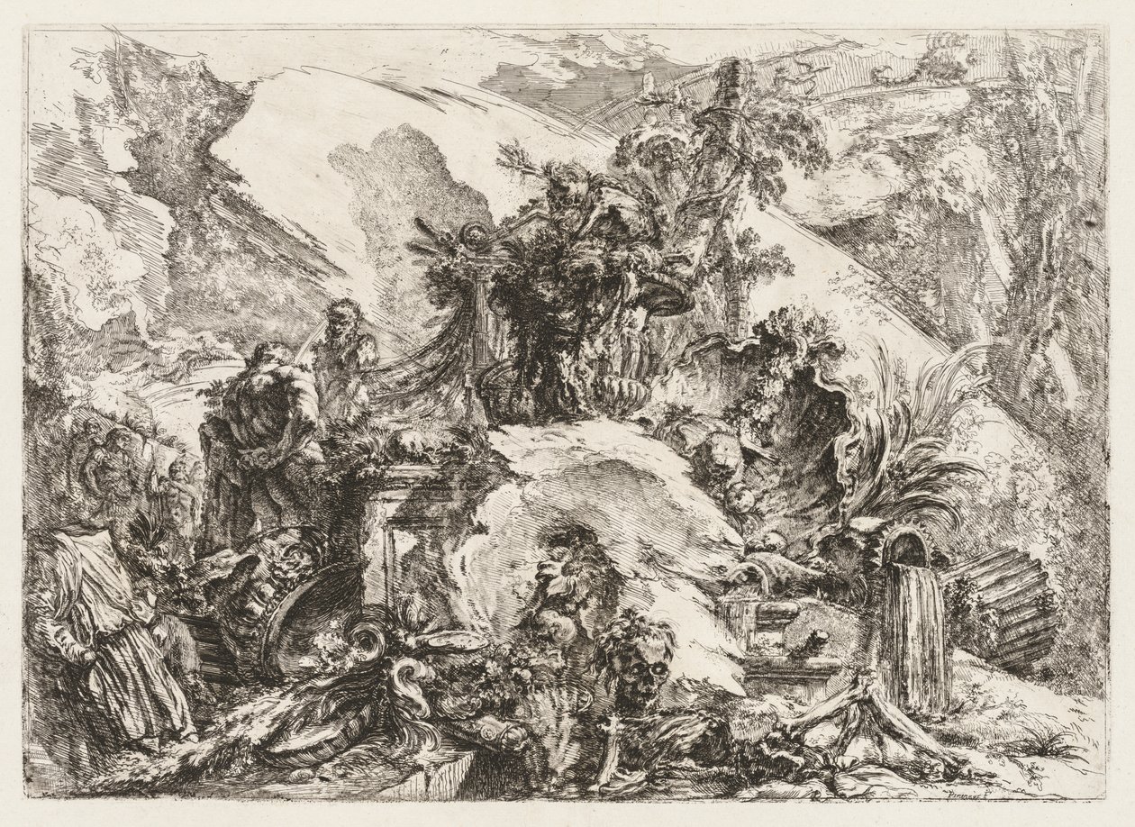 Groteschi: Romok halálfejjel és csontvázzal alkotó: Giovanni Battista Piranesi