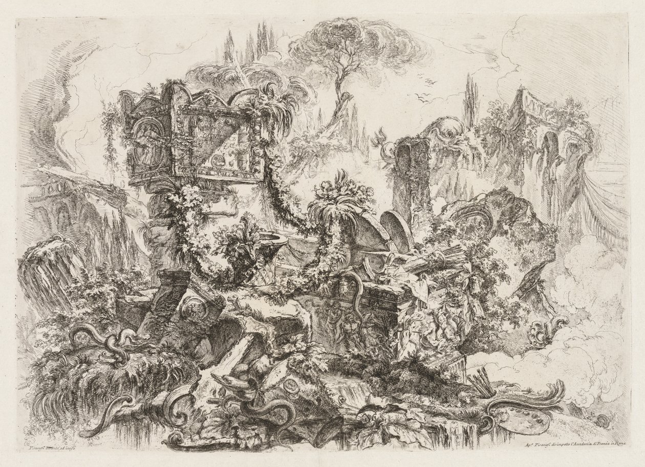 Groteschi: Romok kígyókkal, kb. 1745-50. alkotó: Giovanni Battista Piranesi