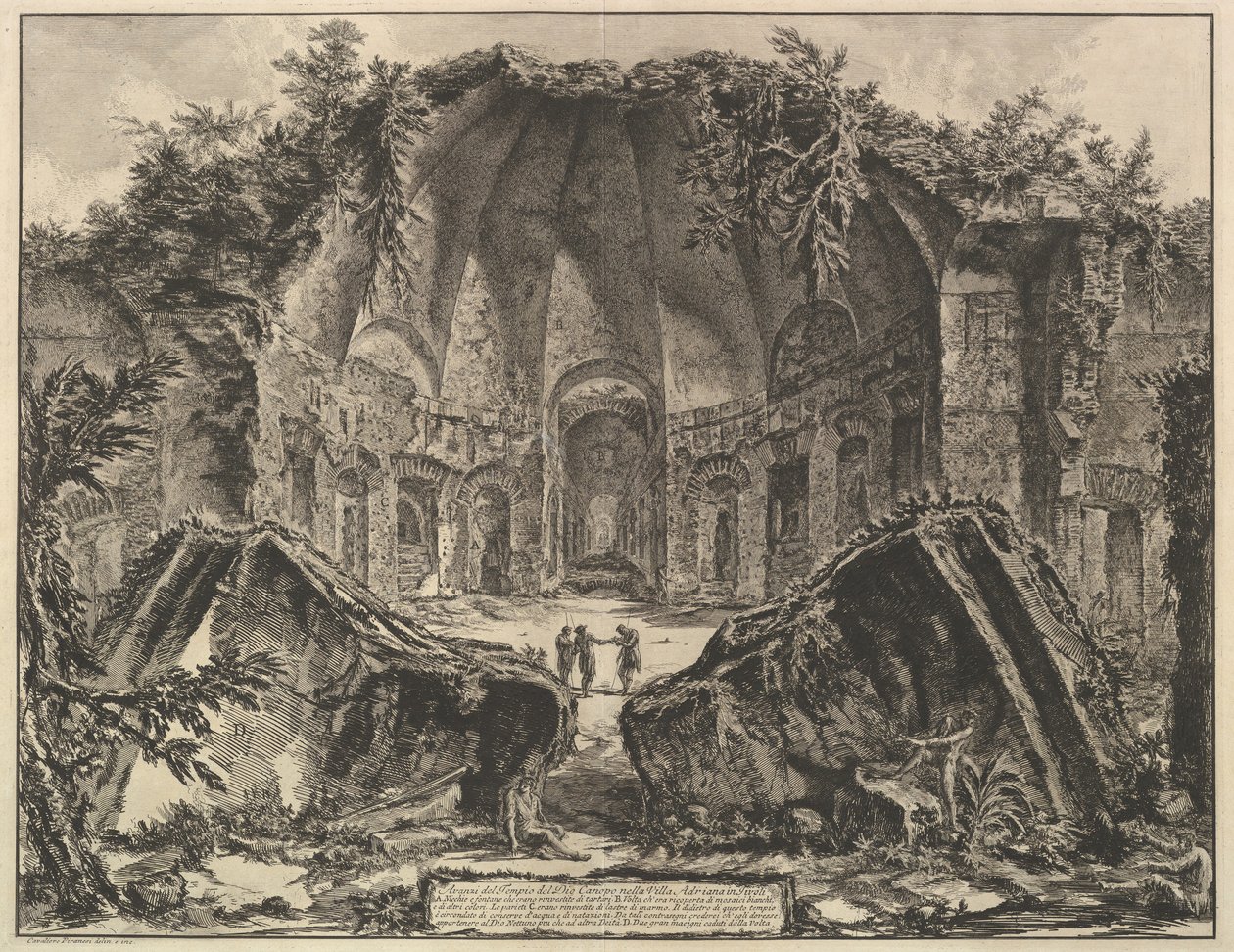 Hadrians Villa: A Canopus Isten templomának maradványai Hadrianus villájában Tivóban ..., kb. 1769. alkotó: Giovanni Battista Piranesi
