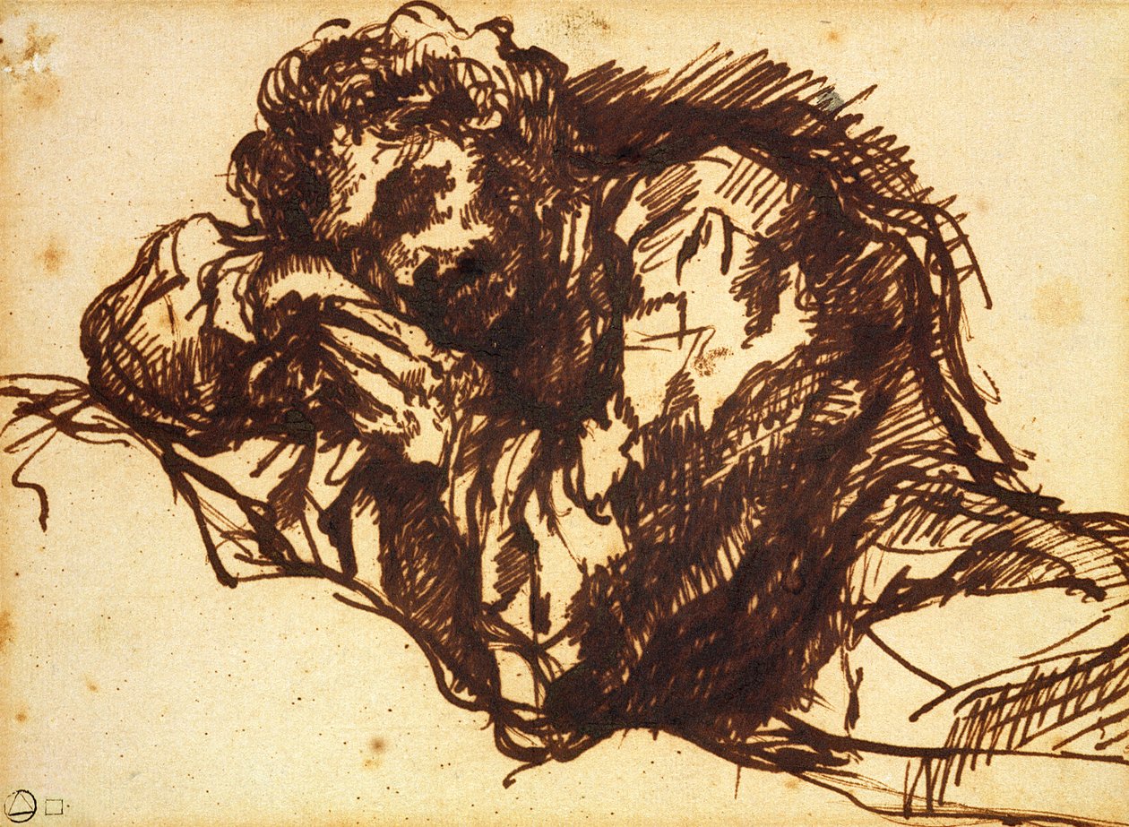 Egy hajlongó férfi félalakos portréja (toll és tinta papíron) alkotó: Giovanni Battista Piranesi