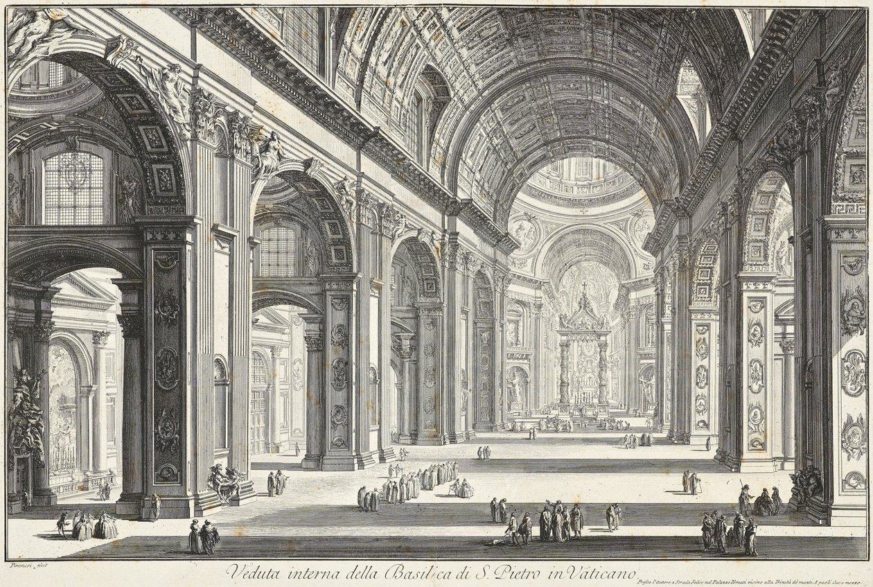 A vatikáni Szent Péter-bazilika belső nézete alkotó: Giovanni Battista Piranesi