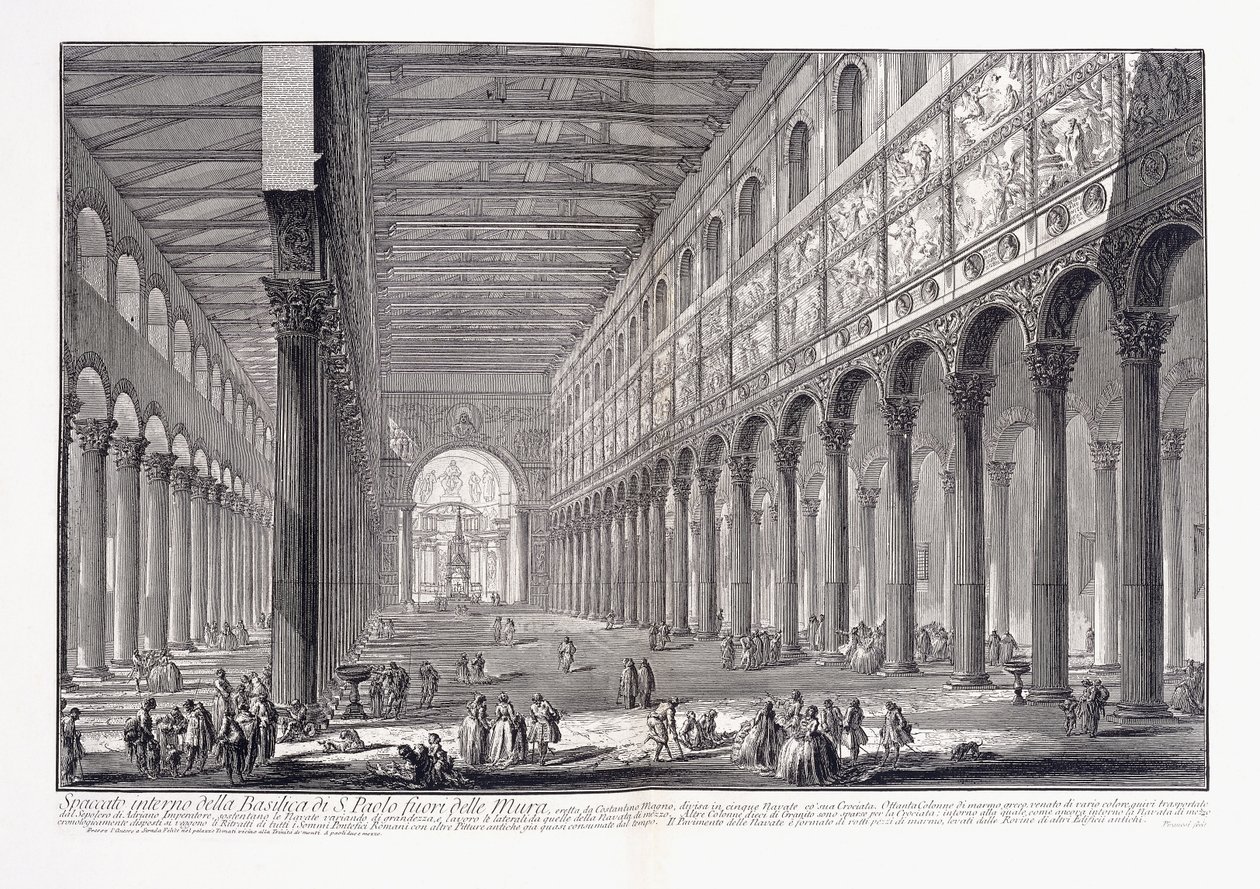 A Szent Pál-bazilika belseje a falakon kívül alkotó: Giovanni Battista Piranesi