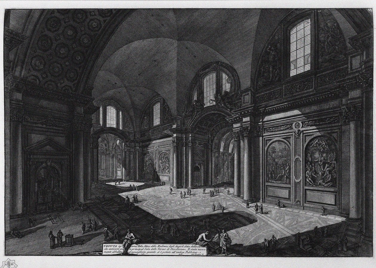 A Santa Maria degli Angeli bazilika belseje, Diocletianus egykori fürdője, 1765 és 1775 között alkotó: Giovanni Battista Piranesi