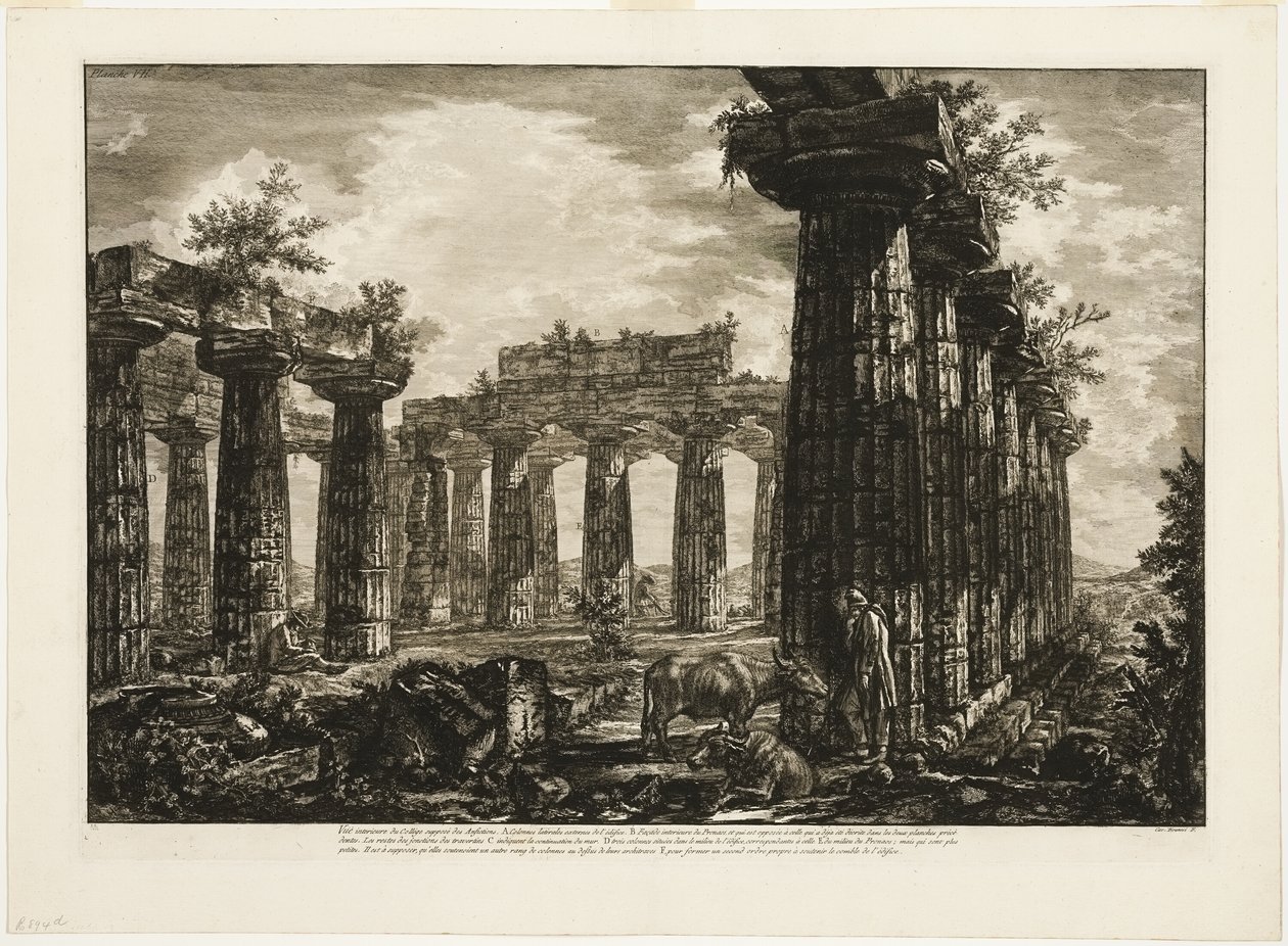 Az úgynevezett College des Anfictions belső képe, Paestum különböző nézeteiből alkotó: Giovanni Battista Piranesi