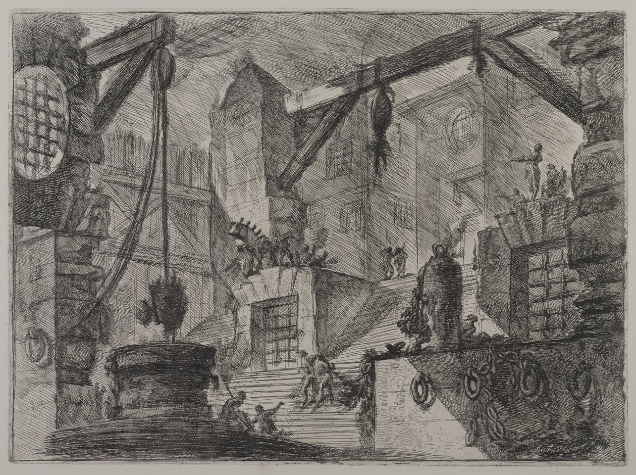 Invenzioni Capric di Carceri; Hind 13, First State of Three, 1749 körül (rézkarc fektetett papírra) alkotó: Giovanni Battista Piranesi