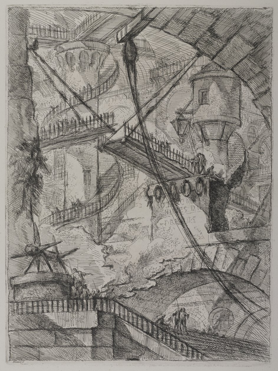 Invenzioni Capric di Carceri; Hind 7, First State of Three, c. 1749 (rézkarc fektetett papírra) alkotó: Giovanni Battista Piranesi