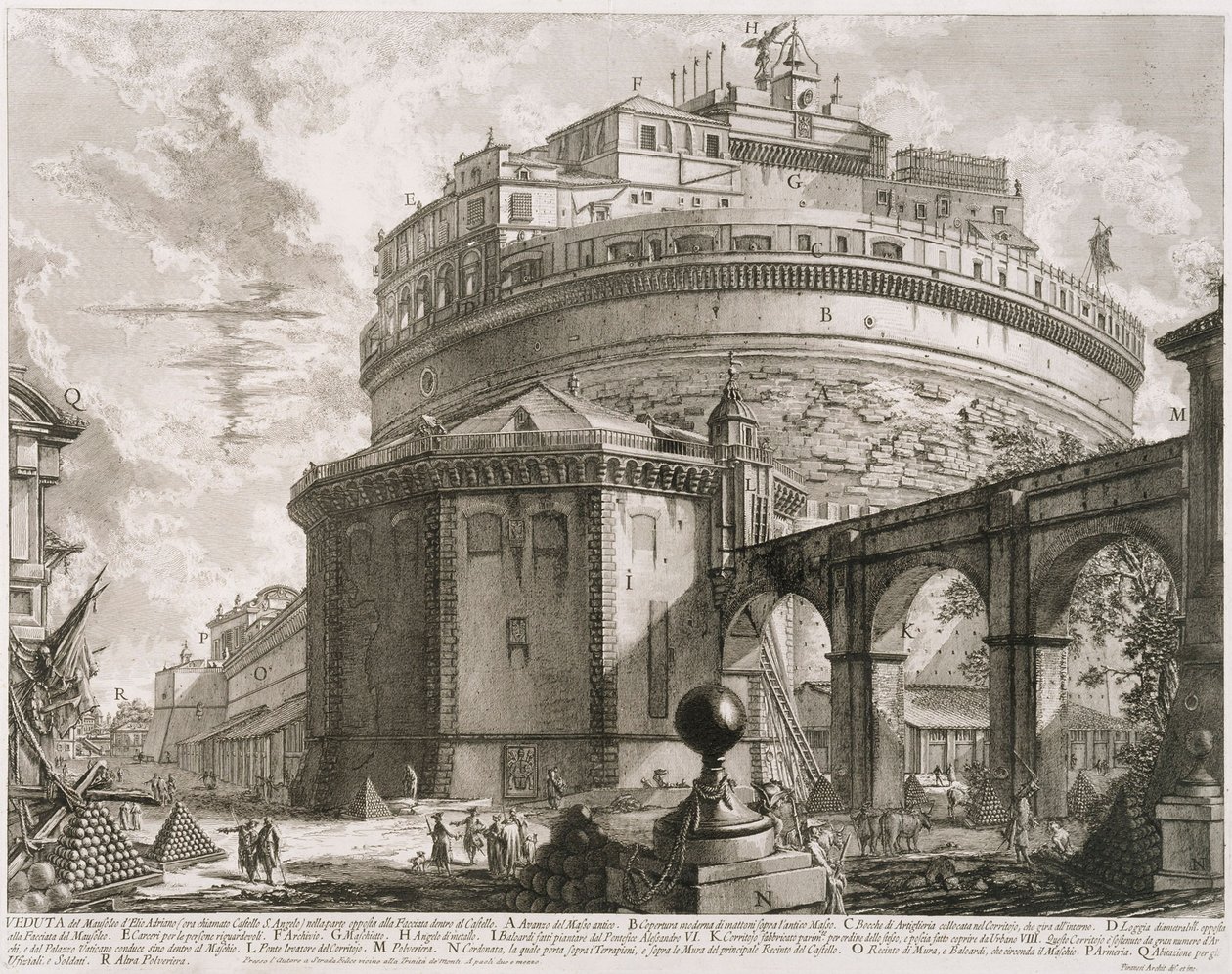 Hadrianus mauzóleuma, Angyalvár, a Vedute di Roma sorozatból alkotó: Giovanni Battista Piranesi
