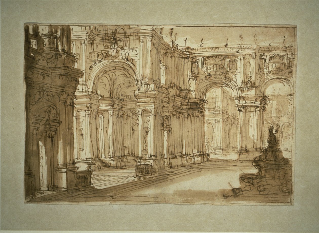 Palotai udvar szökőkúttal alkotó: Giovanni Battista Piranesi
