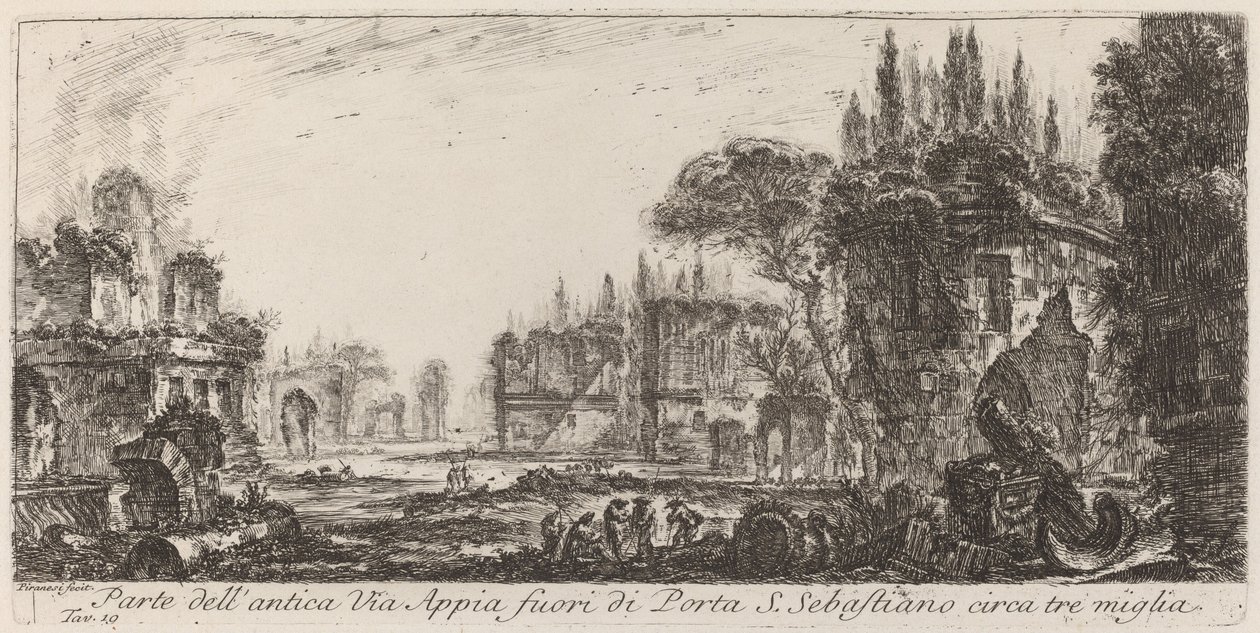 Az ősi Via Appia része a Porta S. Sebastiano mellett alkotó: Giovanni Battista Piranesi