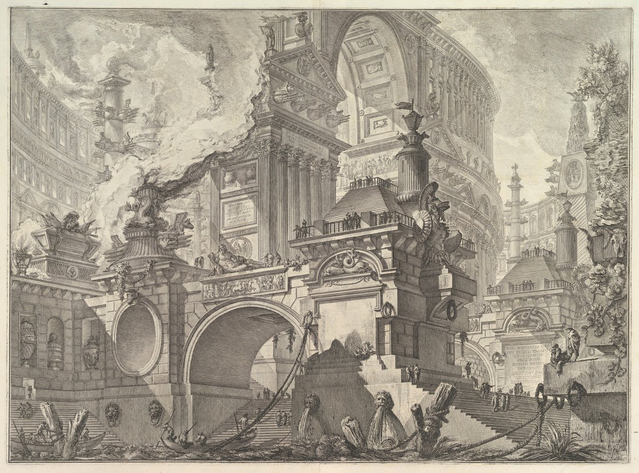 Egy nagy, csodálatos kikötő része, amelyre az ókori rómaiak utaltak, és ahol a belső teret fedezték fel ..., kb. 1749-50. alkotó: Giovanni Battista Piranesi