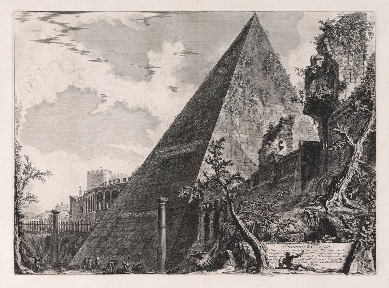 Piramide di C. Cestio (Gaius Cestius piramisa), a Vedute di Roma (Római kilátás) alkotó: Giovanni Battista Piranesi