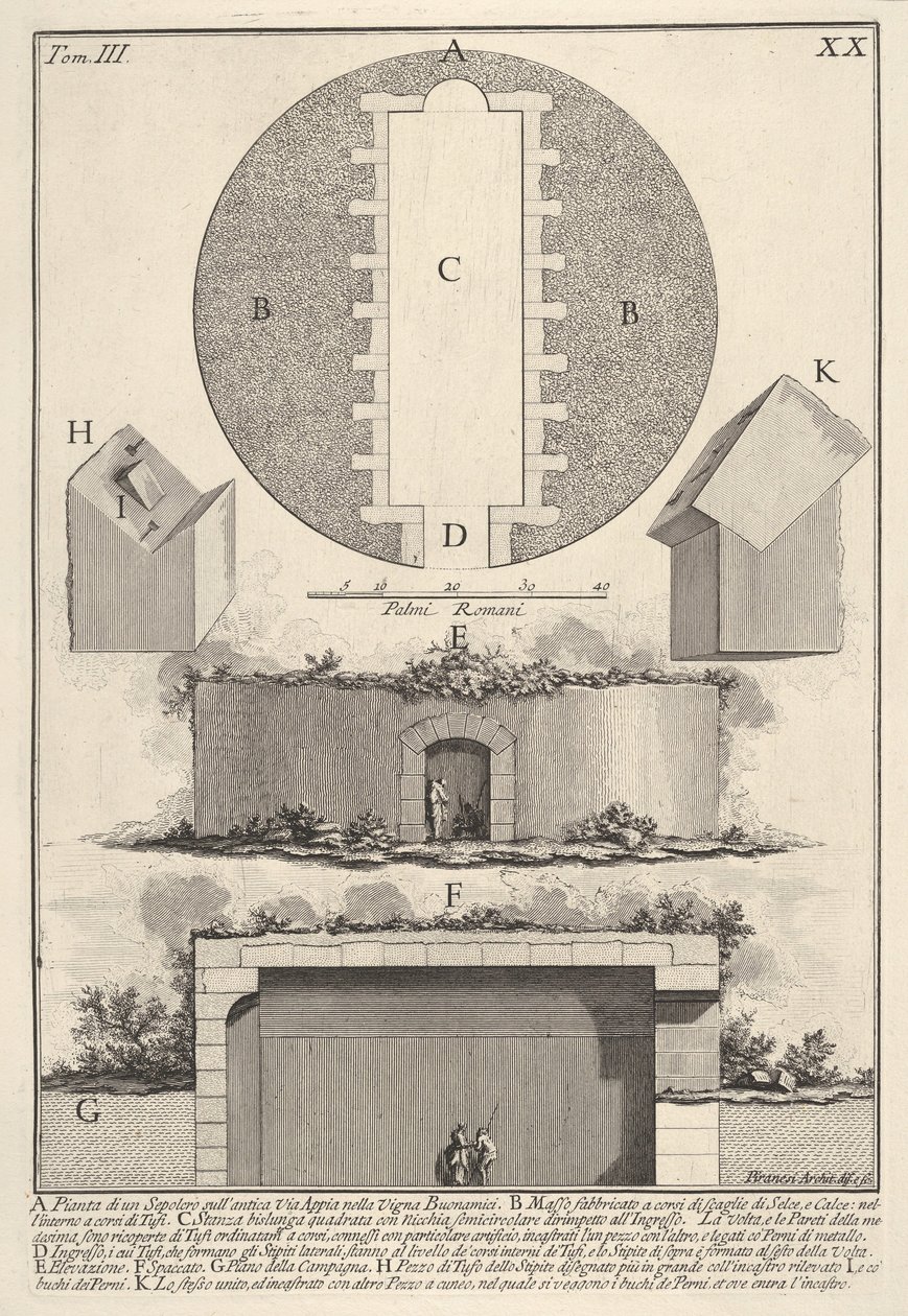 Sír terve az Appian úton Vigna Buonamiciban Egy sír terve az ókori Via ...-on, 1756. alkotó: Giovanni Battista Piranesi