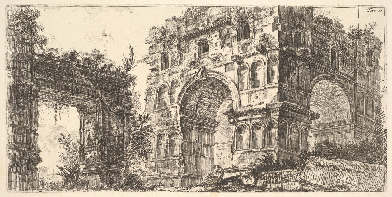 11. tábla: Janus Tempio di Janus temploma az Antichita Romana sorozatból, kb. 1748. alkotó: Giovanni Battista Piranesi