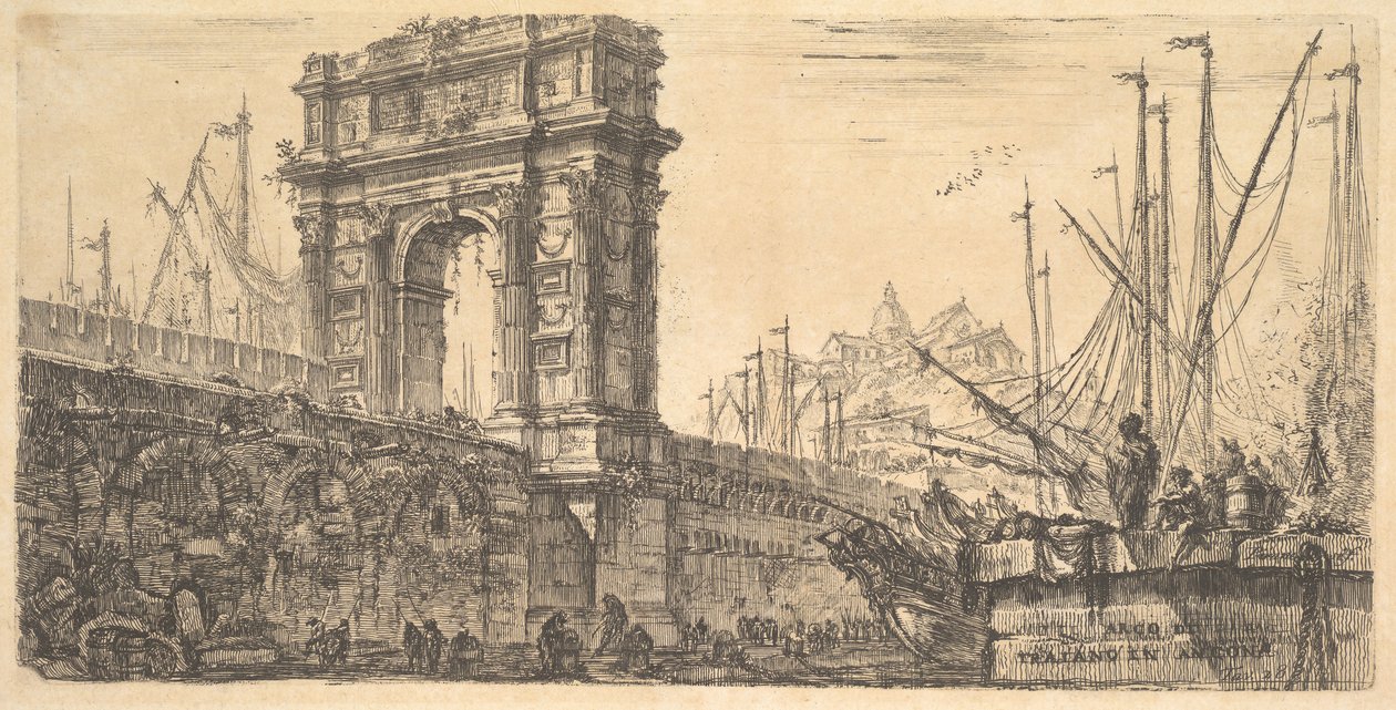 28. tábla: Traianus íve Anconában Arco di Trajano Anconában, kb. 1748. alkotó: Giovanni Battista Piranesi
