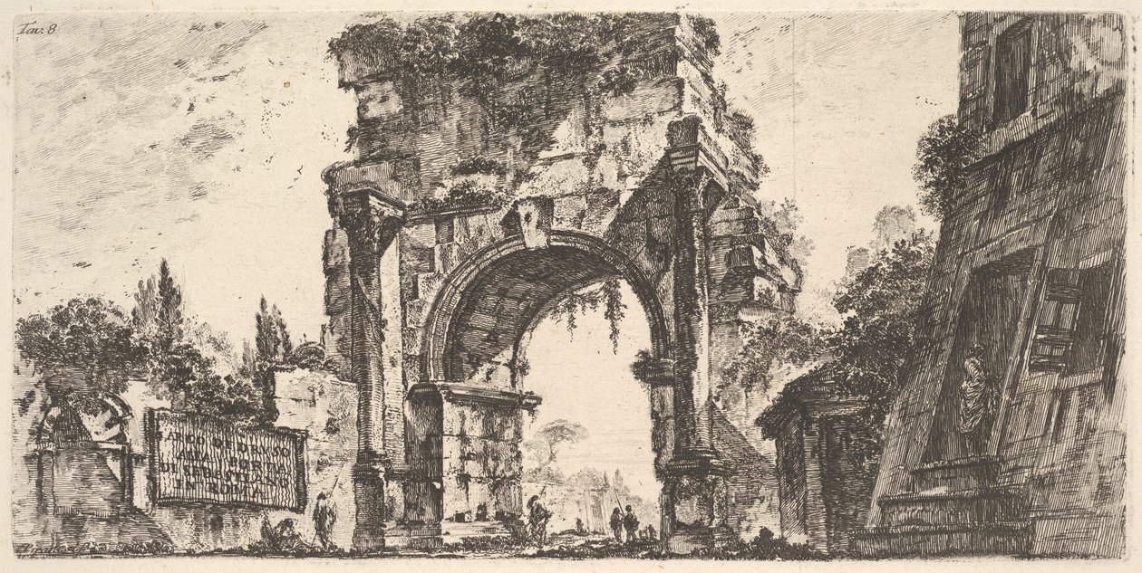 8. tábla: Drusus boltíve a Porta S. Sebastiano-nál Rómában Arco di Drusus a Porta d ...-nél, kb. 1748. alkotó: Giovanni Battista Piranesi