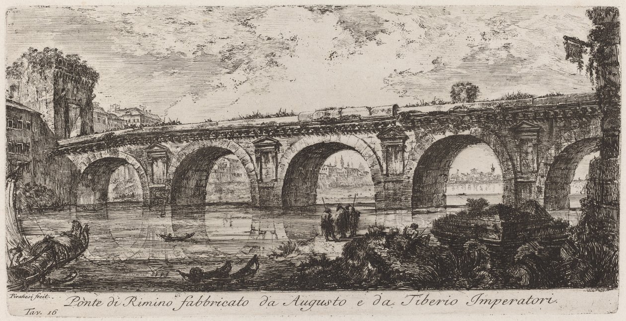 Augustus és Tiberius császár építette Rimini hídját alkotó: Giovanni Battista Piranesi