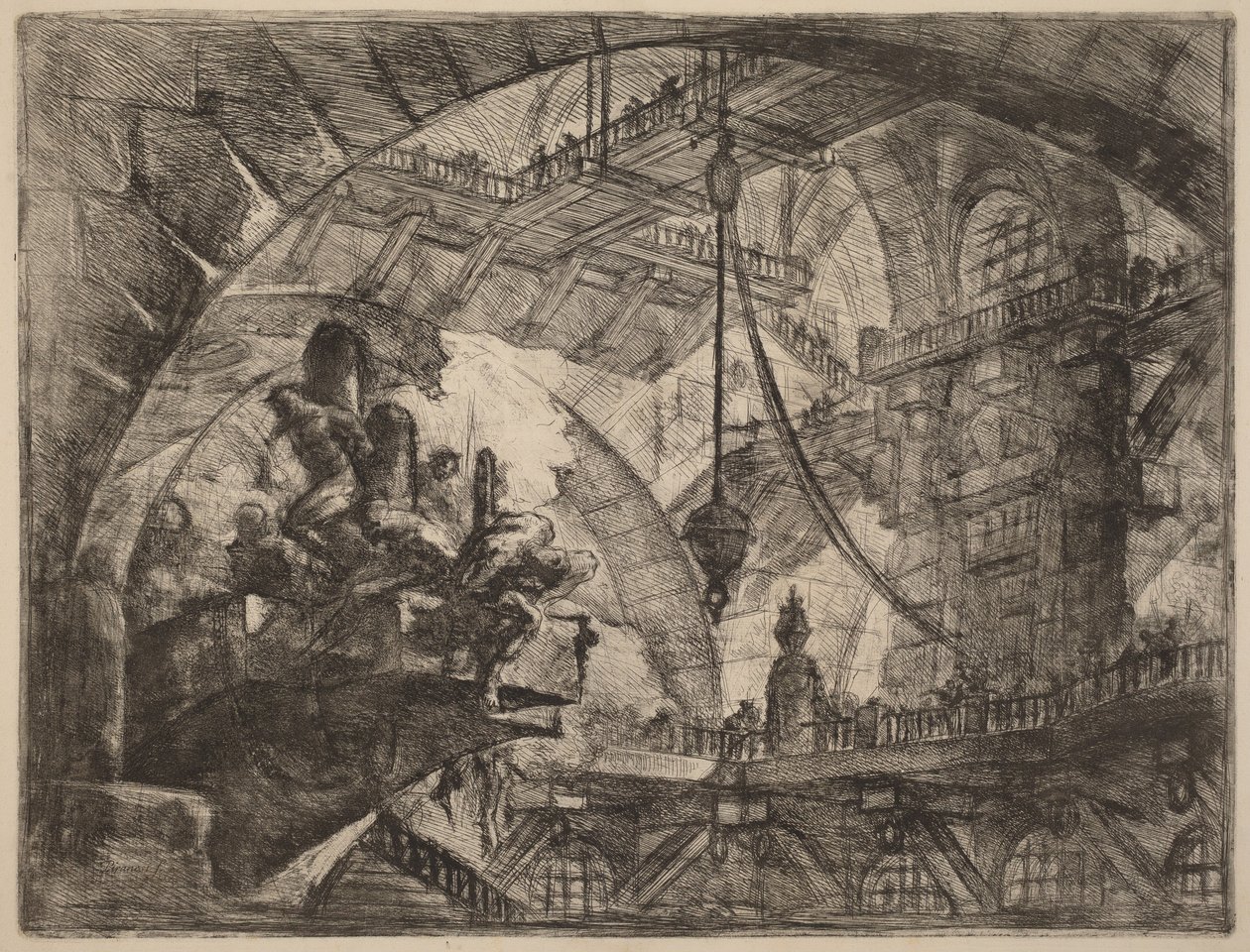 Foglyok egy kiugró emelvényen alkotó: Giovanni Battista Piranesi