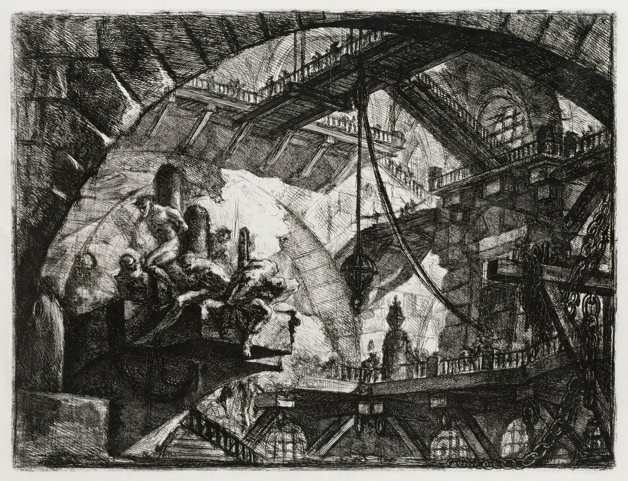 Foglyok egy kiugró emelvényen alkotó: Giovanni Battista Piranesi