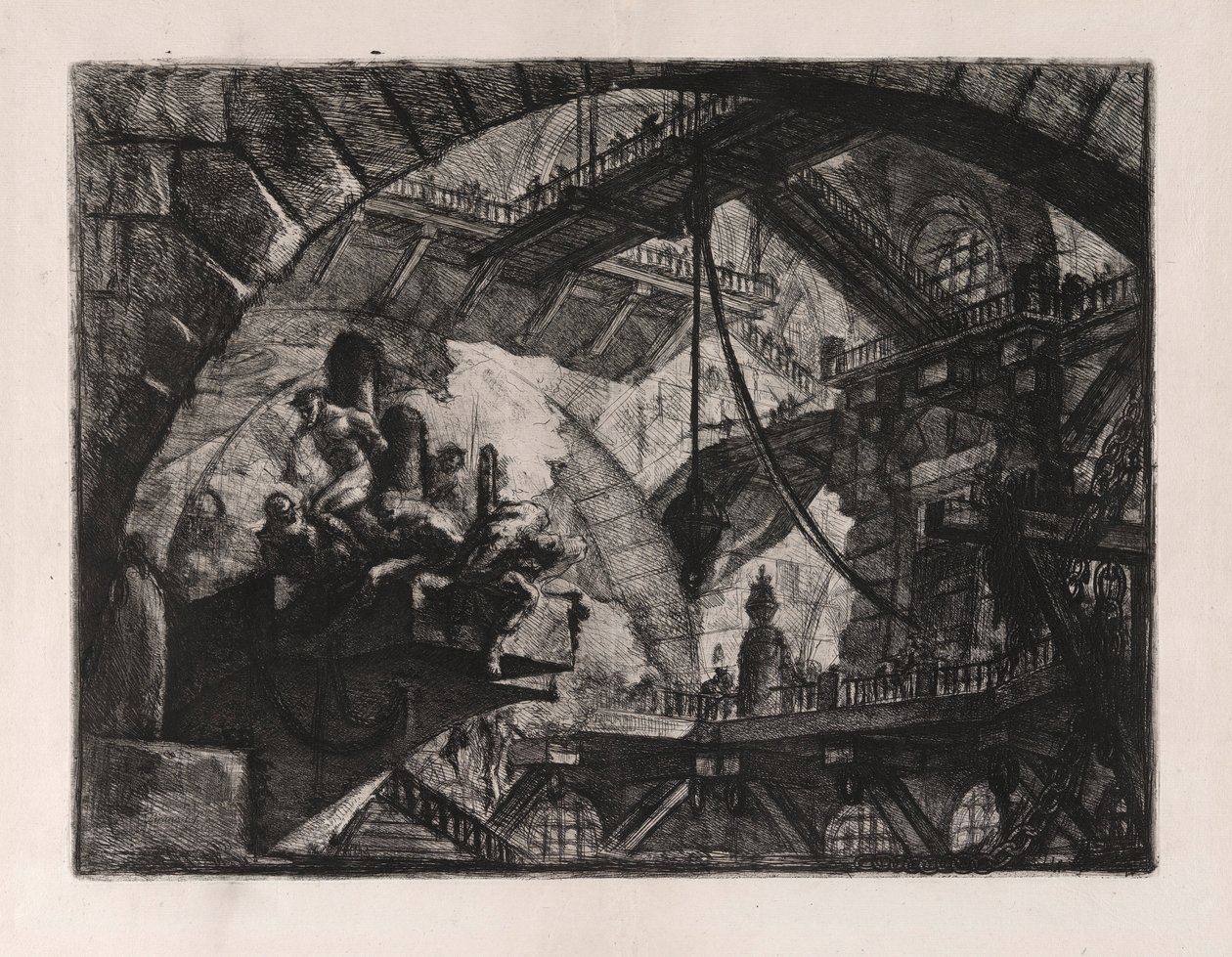 Foglyok egy kiálló platformon, 10. tábla Carceri d alkotó: Giovanni Battista Piranesi