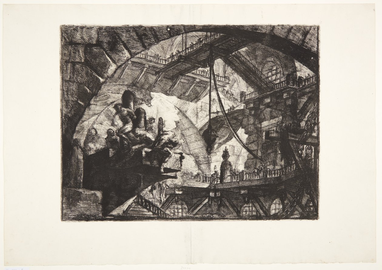 Foglyok egy kiálló platformon alkotó: Giovanni Battista Piranesi